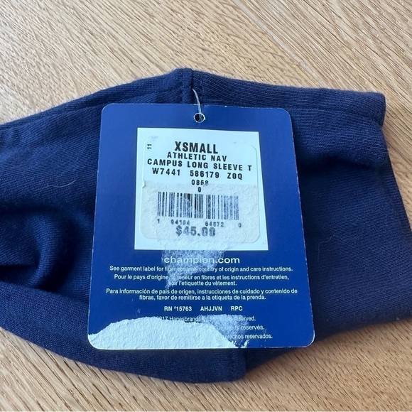 NWT CHAMPION ATHLETIC NAVY CAMPUS LONG SLEEVE T- XS - Picture 14 of 14